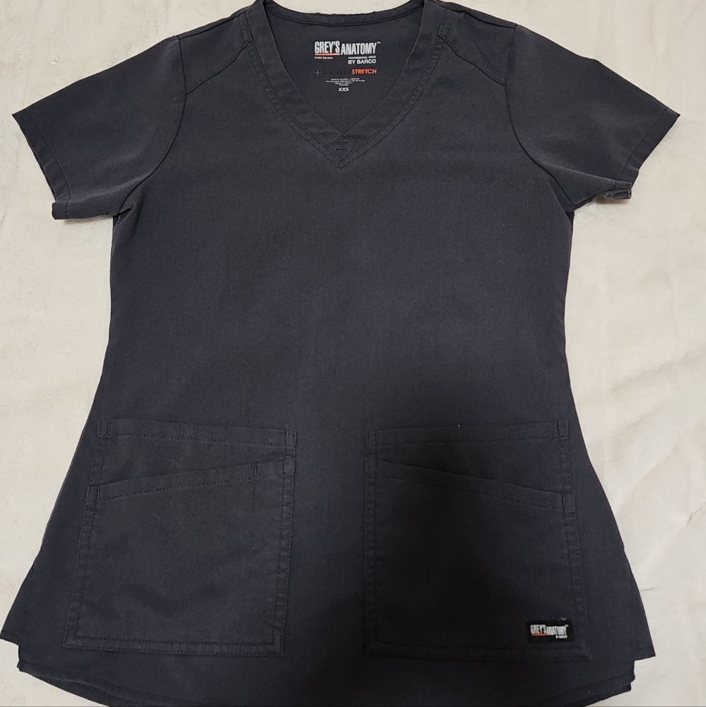 Grey's Anatomy Black V-Neck Medical Scrub Top